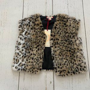 Ruby & Bloom Girls One Size Leopard Print Faux Fur Vest